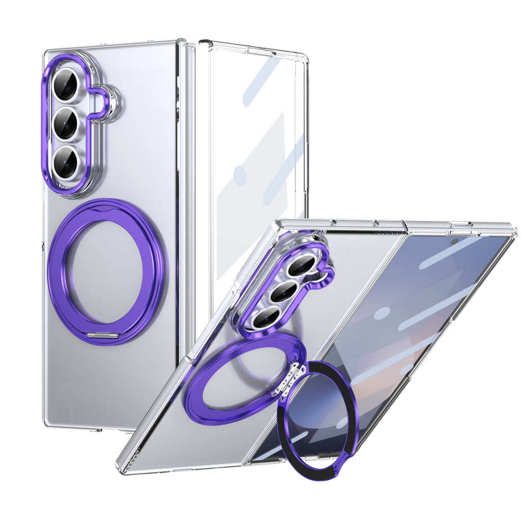 Ultramarinelife Ice Cooling Galaxy Z Fold7 Case 360 Swivel Magnet Ring Stand Purple Color