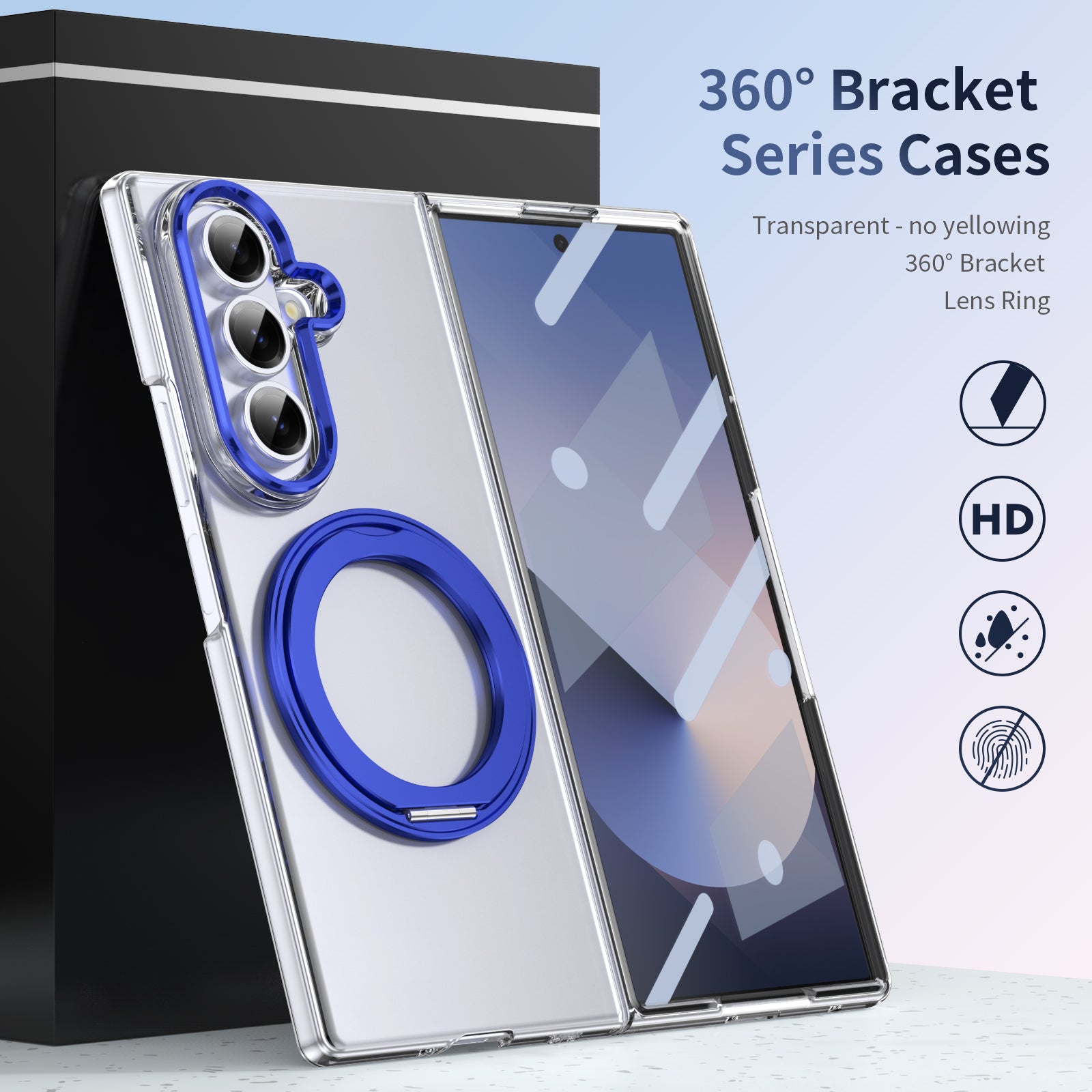 Ultramarinelife Ice Cooling Galaxy Z Fold7 Case 360 Swivel Magnet Ring Stand No Yellowing