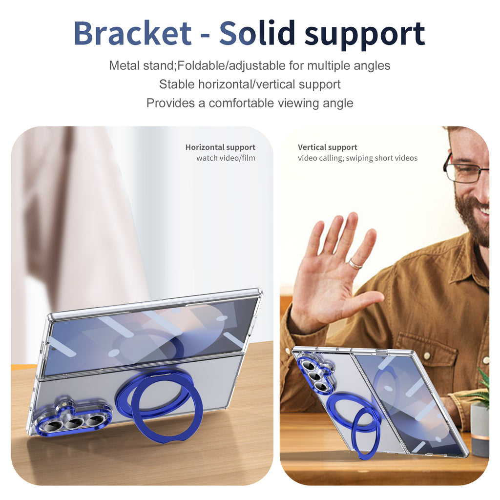 Ultramarinelife Ice Cooling Galaxy Z Fold7 Case 360 Swivel Magnet Ring Stand Solid Horizontal and Vertical