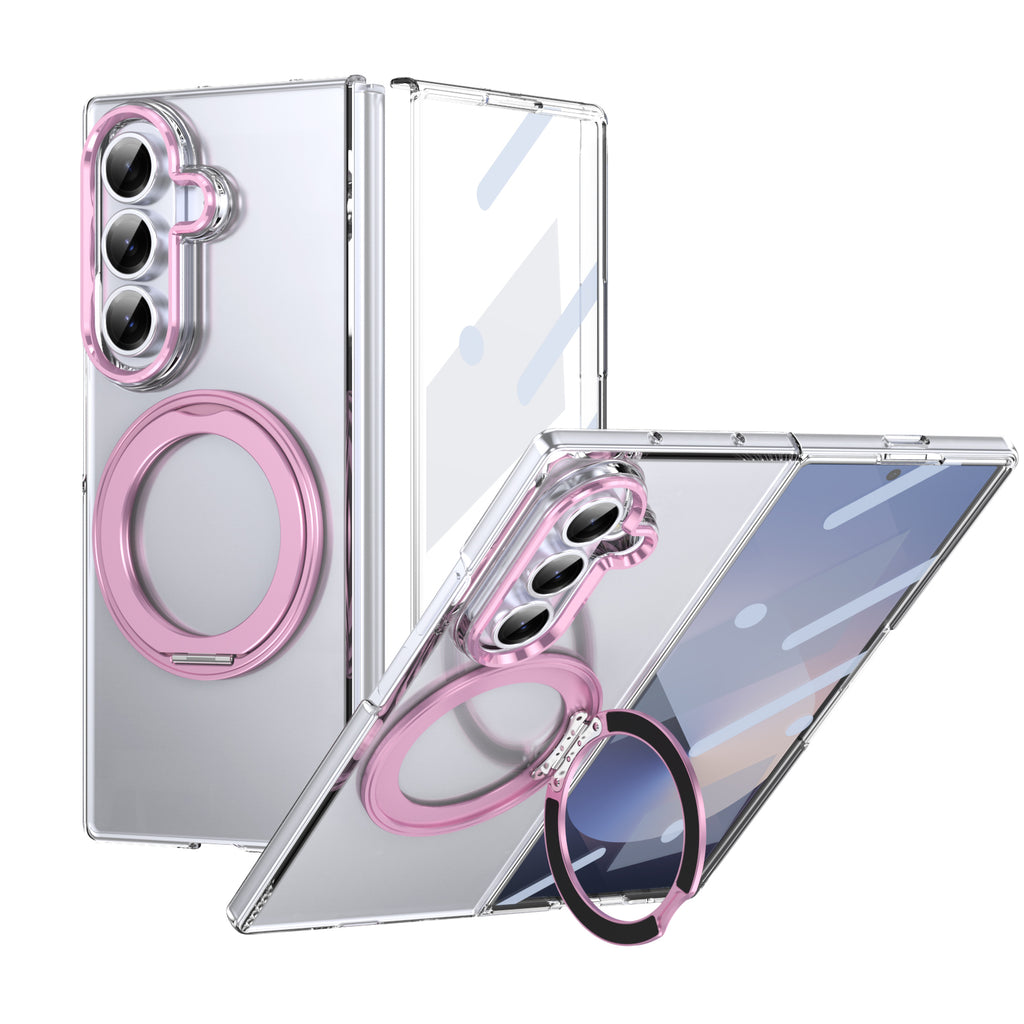 Ultramarinelife Ice Cooling Galaxy Z Fold7 Case 360 Swivel Magnet Ring Stand Pink Color