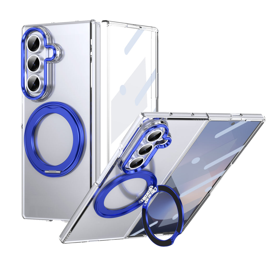 Ultramarinelife Ice Cooling Galaxy Z Fold7 Case 360 Swivel Magnet Ring Stand Blue Color