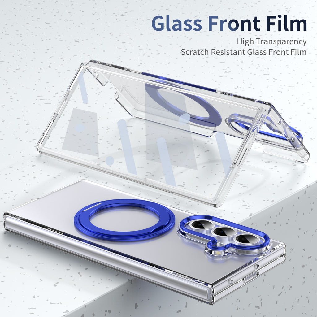 Ultramarinelife Ice Cooling Galaxy Z Fold8 Case 360 Swivel Magnet Ring Stand Glass Front Film