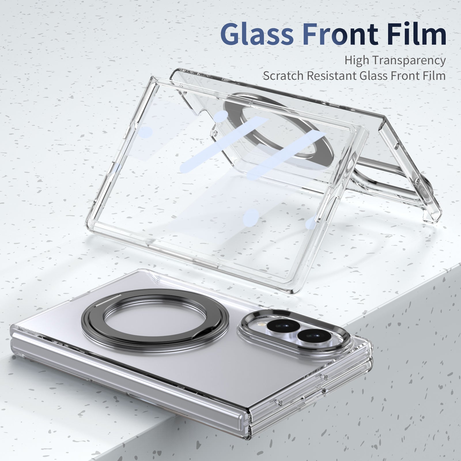 Ultramarinelife Ice Cooling Galaxy Z Fold8 Wide Case 360 Swivel Magnet Ring Stand Glass Front Film