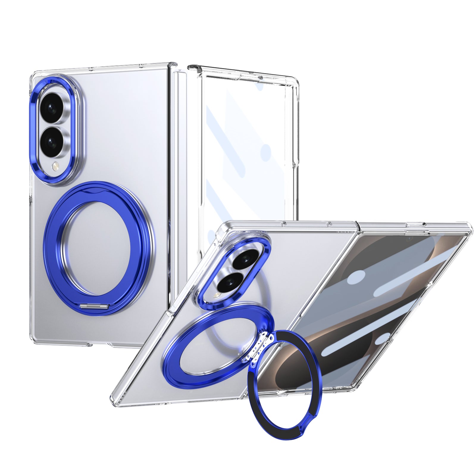 Ultramarinelife Ice Cooling Galaxy Z Fold8 Wide Case 360 Swivel Magnet Ring Stand Blue Color