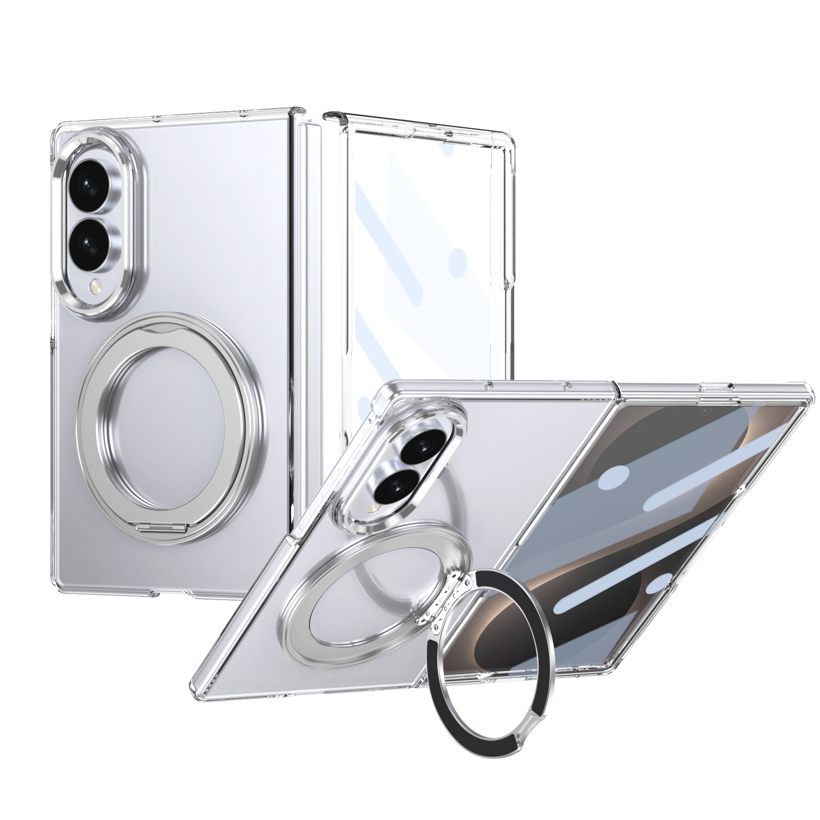 Ultramarinelife Ice Cooling Galaxy Z Fold8 Wide Case 360 Swivel Magnet Ring Stand Silver Color
