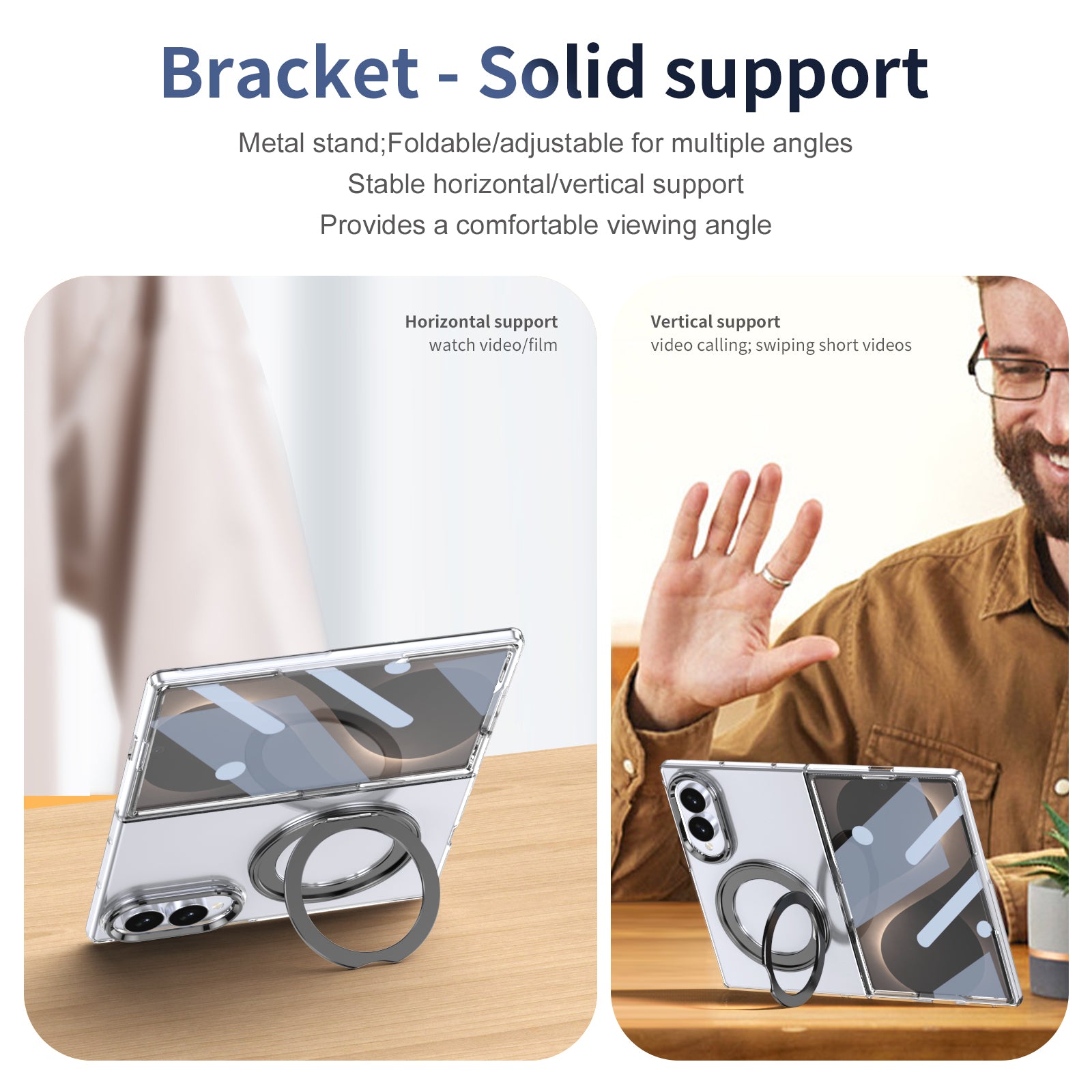 Ultramarinelife Ice Cooling Galaxy Z Fold8 Wide Case 360 Swivel Magnet Ring Stand Solid Horizontal and Vertical