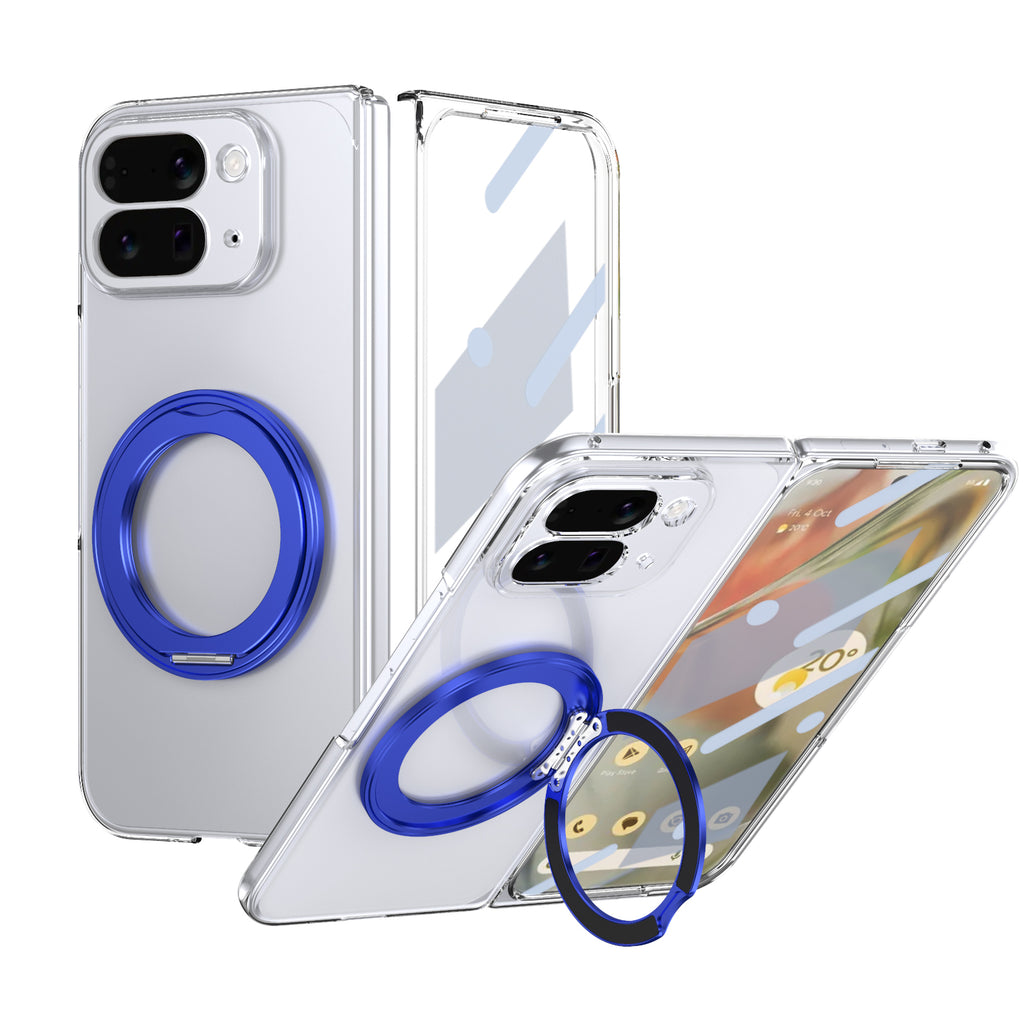 Ultramarinelife Ice Cooling Google Pixel 10 Pro Fold Case 360 Swivel Magnet Ring Stand Blue Color