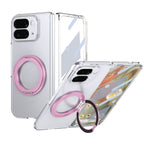 Ultramarinelife Ice Cooling Google Pixel 10 Pro Fold Case 360 Swivel Magnet Ring Stand Pink Color