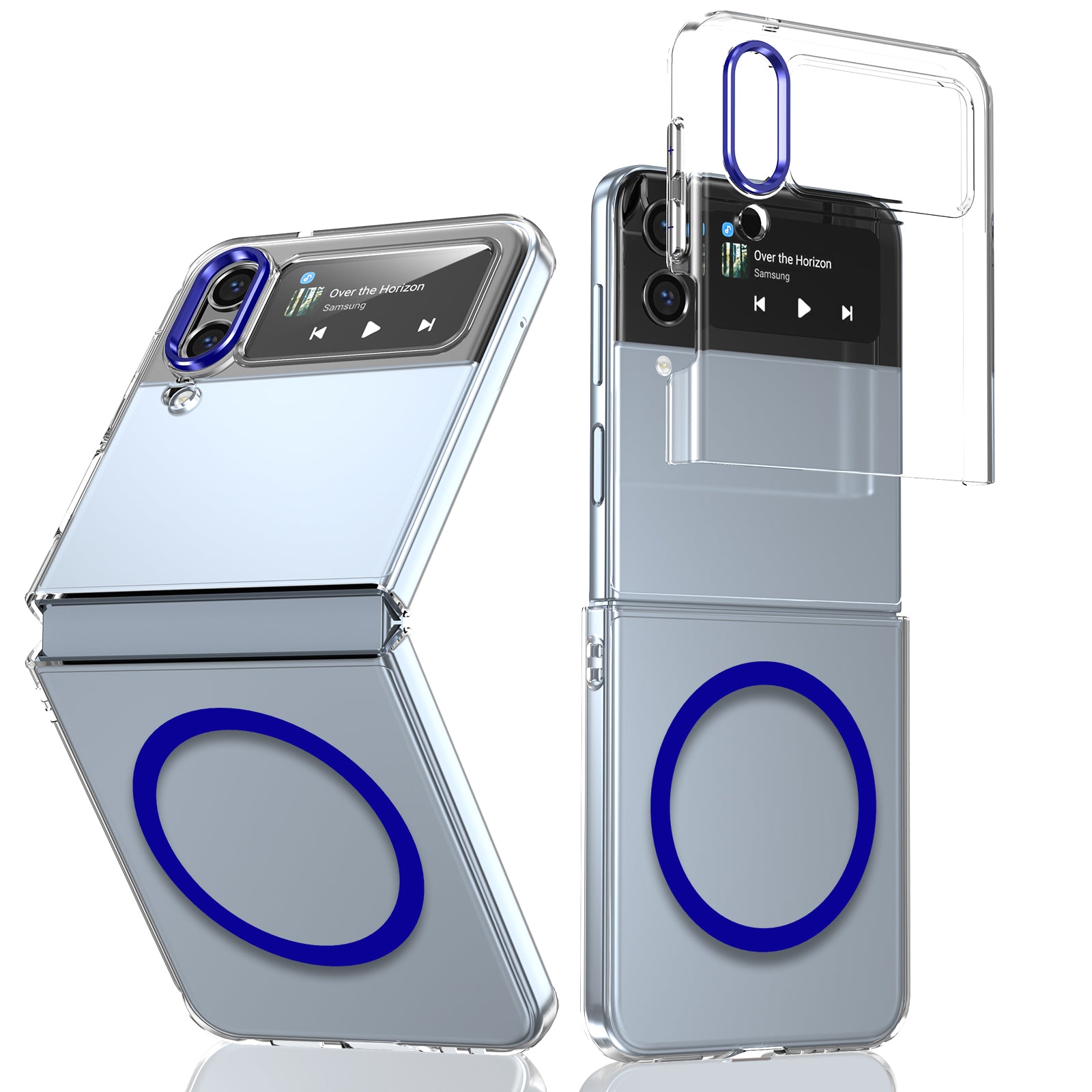 Ultramarinelife Ice Sense Magsafe Galaxy Z Flip3 Case Transparent Blue Color