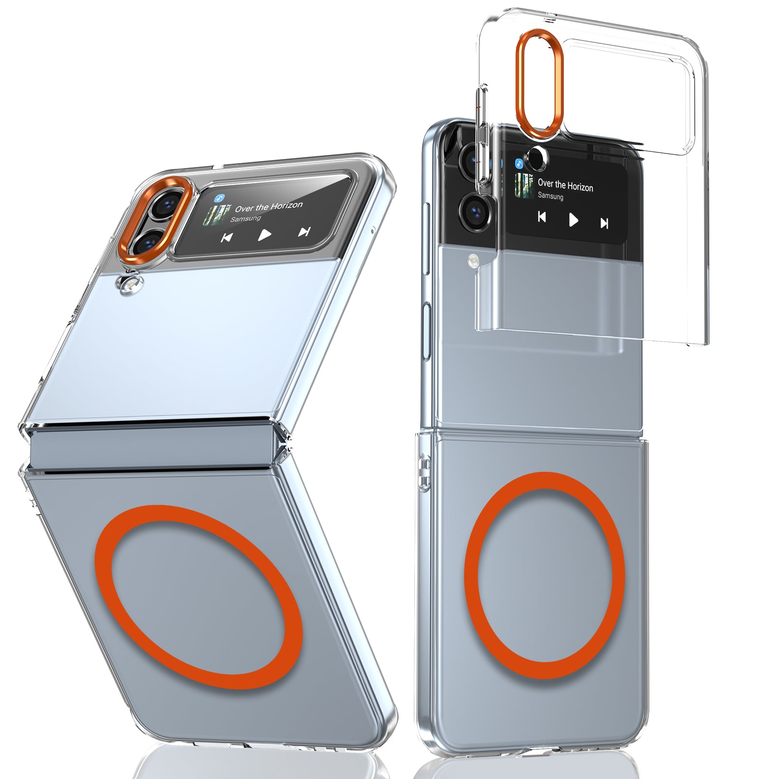 Ultramarinelife Ice Sense Magsafe Galaxy Z Flip3 Case Transparent Orange Color