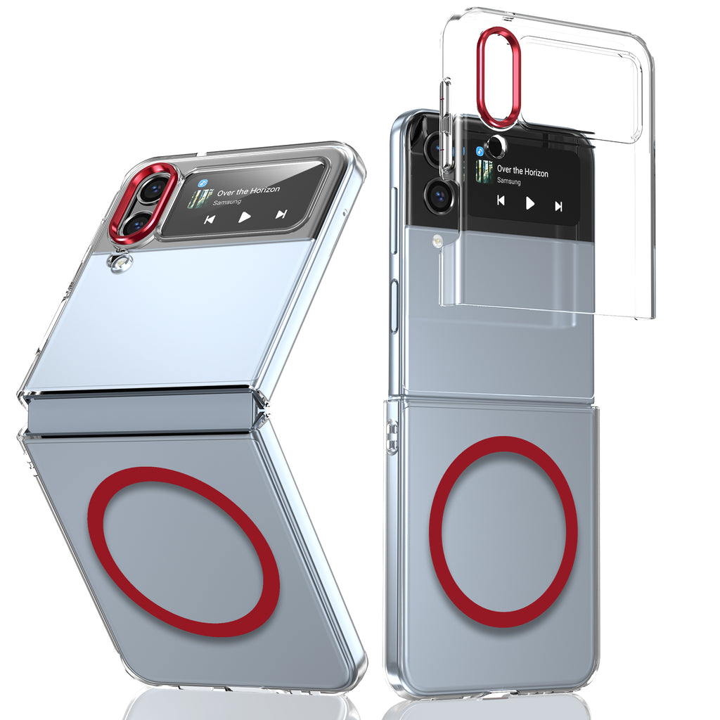 Ultramarinelife Ice Sense Magsafe Galaxy Z Flip3 Case Transparent Red Color