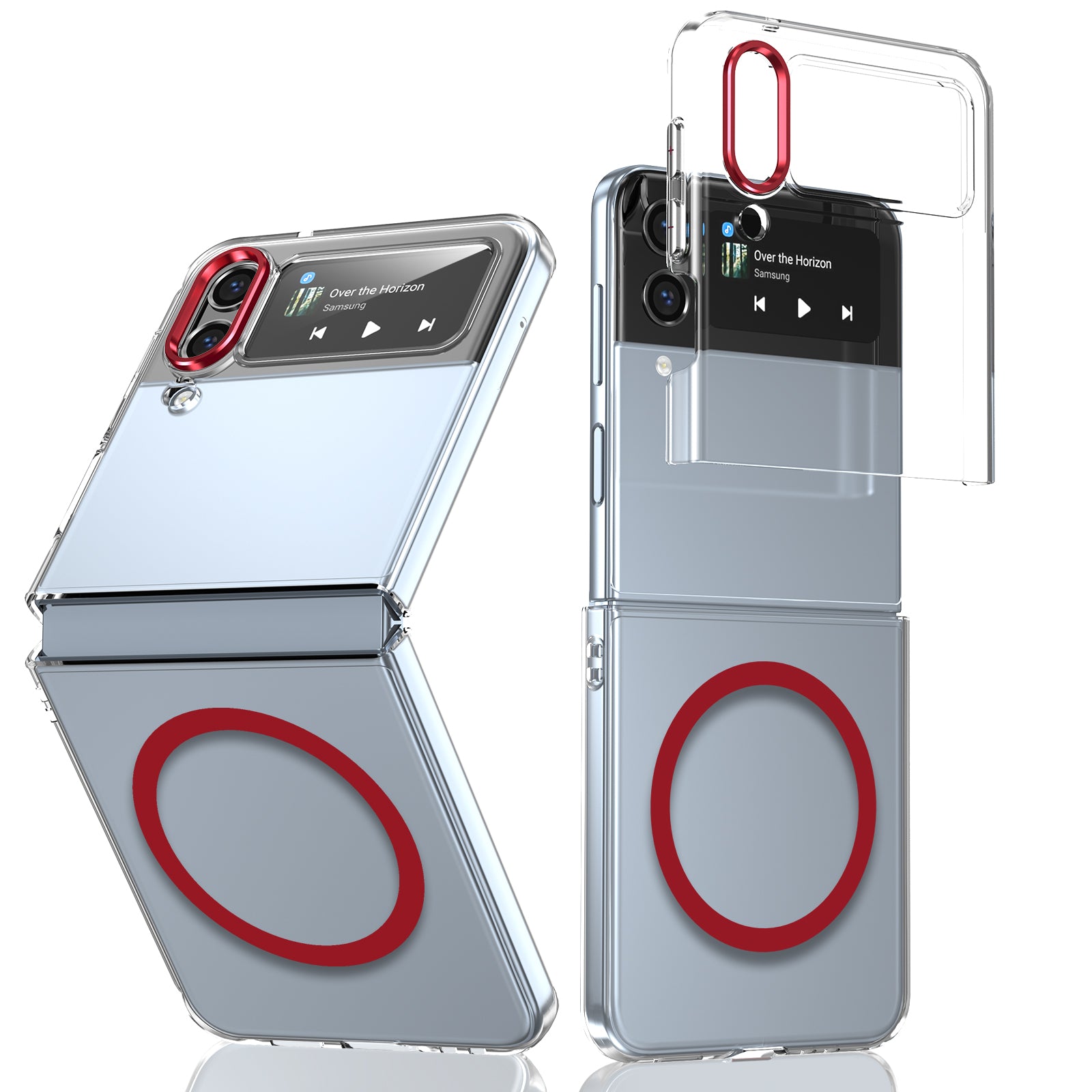 Ultramarinelife Ice Sense Magsafe Galaxy Z Flip3 Case Transparent Red Color