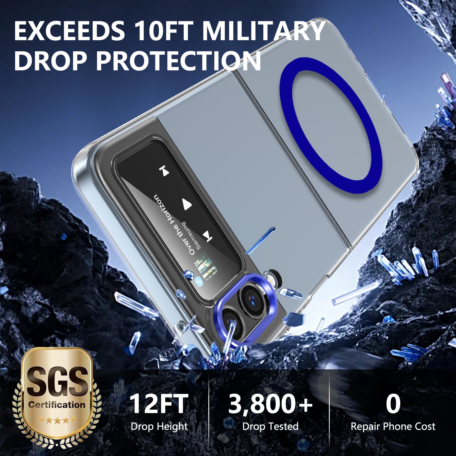 Ultramarinelife Ice Sense Magsafe Galaxy Z Flip3 Case Transparent Drop Tested