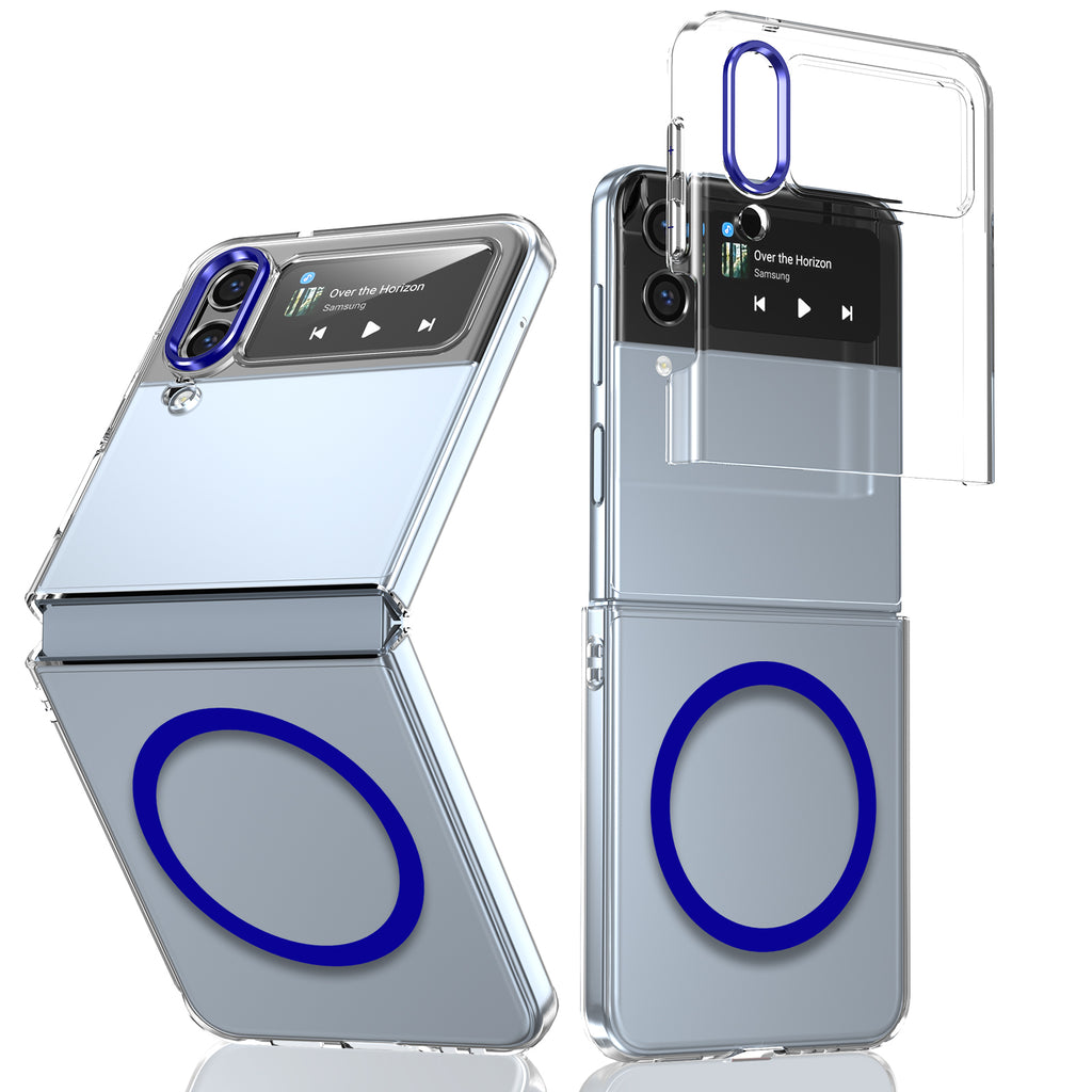 Ultramarinelife Ice Sense Magsafe Galaxy Z Flip4 Case Transparent Blue Color
