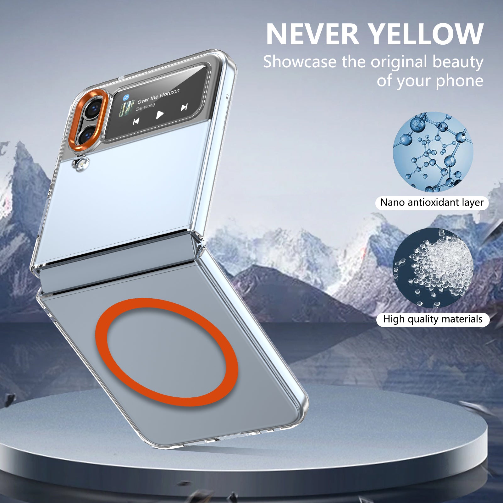 Ultramarinelife Ice Sense Magsafe Galaxy Z Flip4 Case Transparent Never Yellow