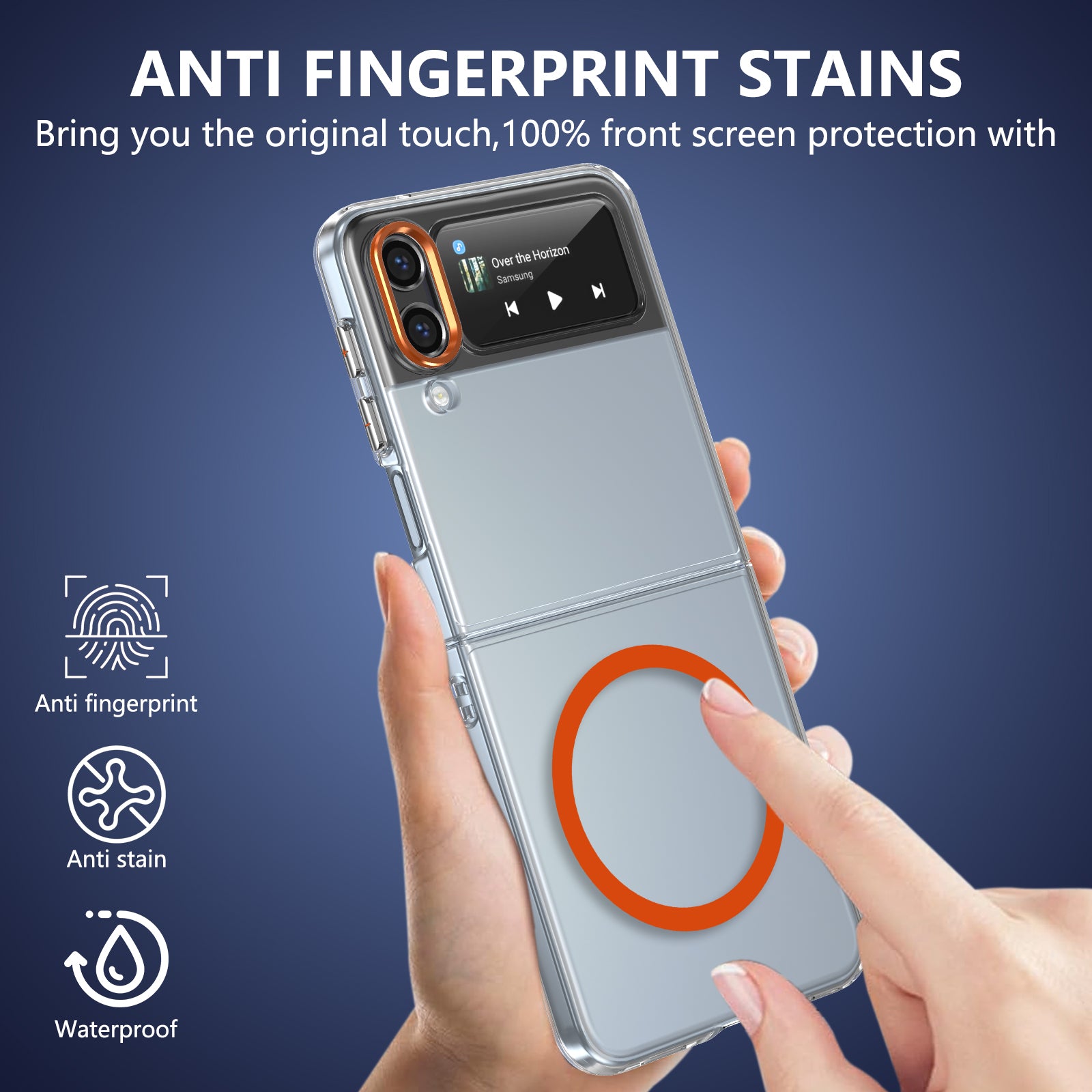 Ultramarinelife Ice Sense Magsafe Galaxy Z Flip4 Case Transparent Anti fingerprint stains