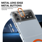 Ultramarinelife Ice Sense Magsafe Galaxy Z Flip4 Case Transparent Metal Lens Edge and Button