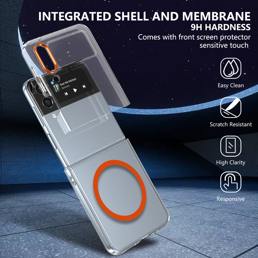 Ultramarinelife Ice Sense Magsafe Galaxy Z Flip4 Case Transparent with Front Screen Protector
