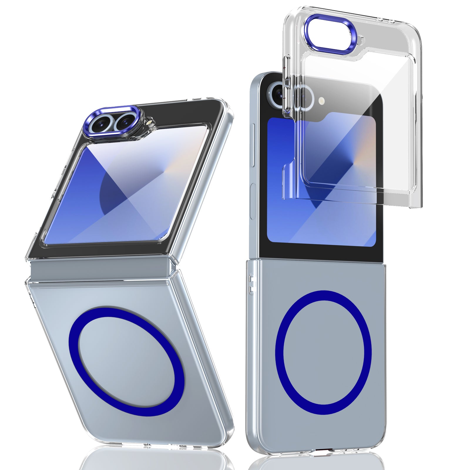 Ultramarinelife Ice Sense Magsafe Galaxy Z Flip5 Case Transparent Blue Color