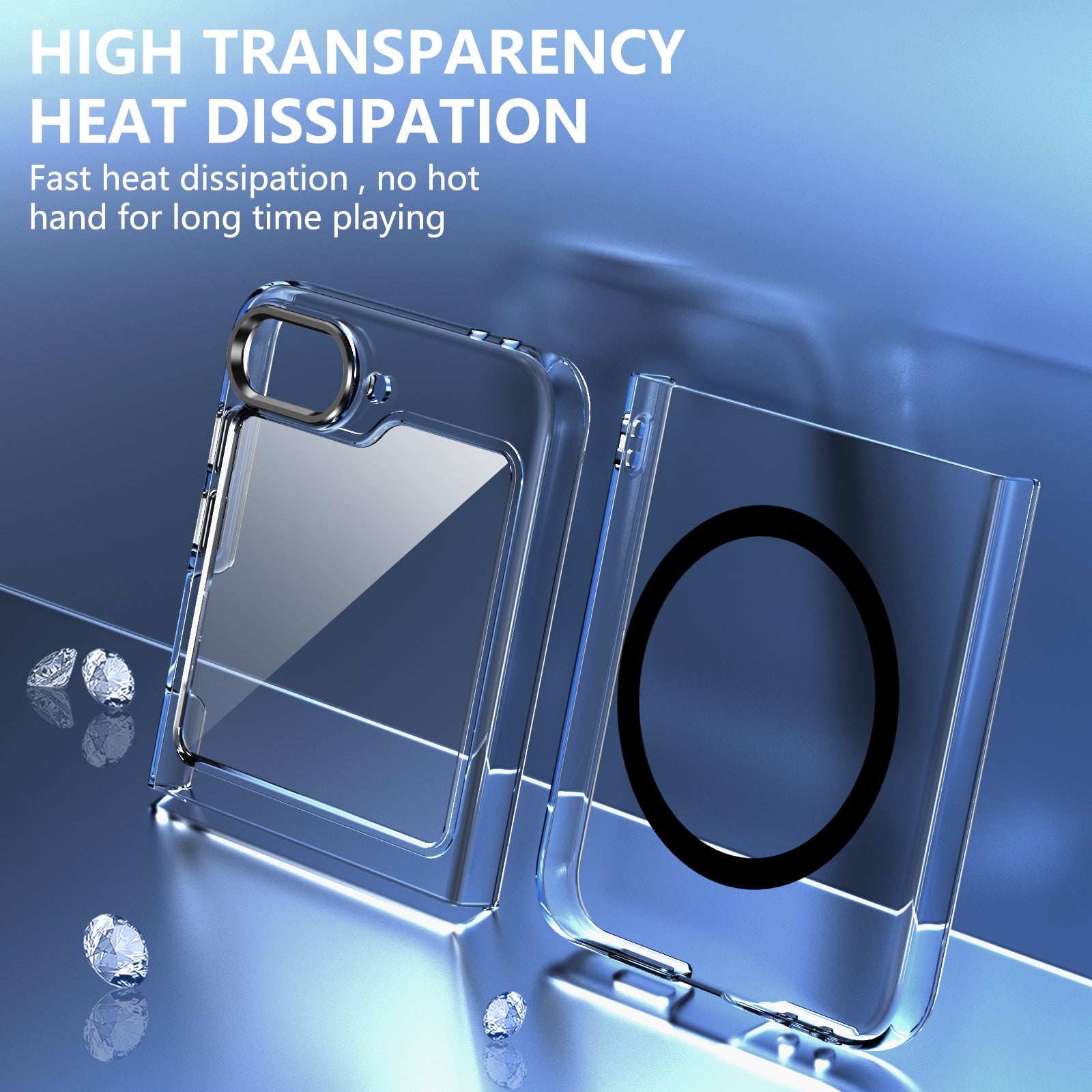 Ultramarinelife Ice Sense Magsafe Galaxy Z Flip5 Case Transparent Heat Disspation