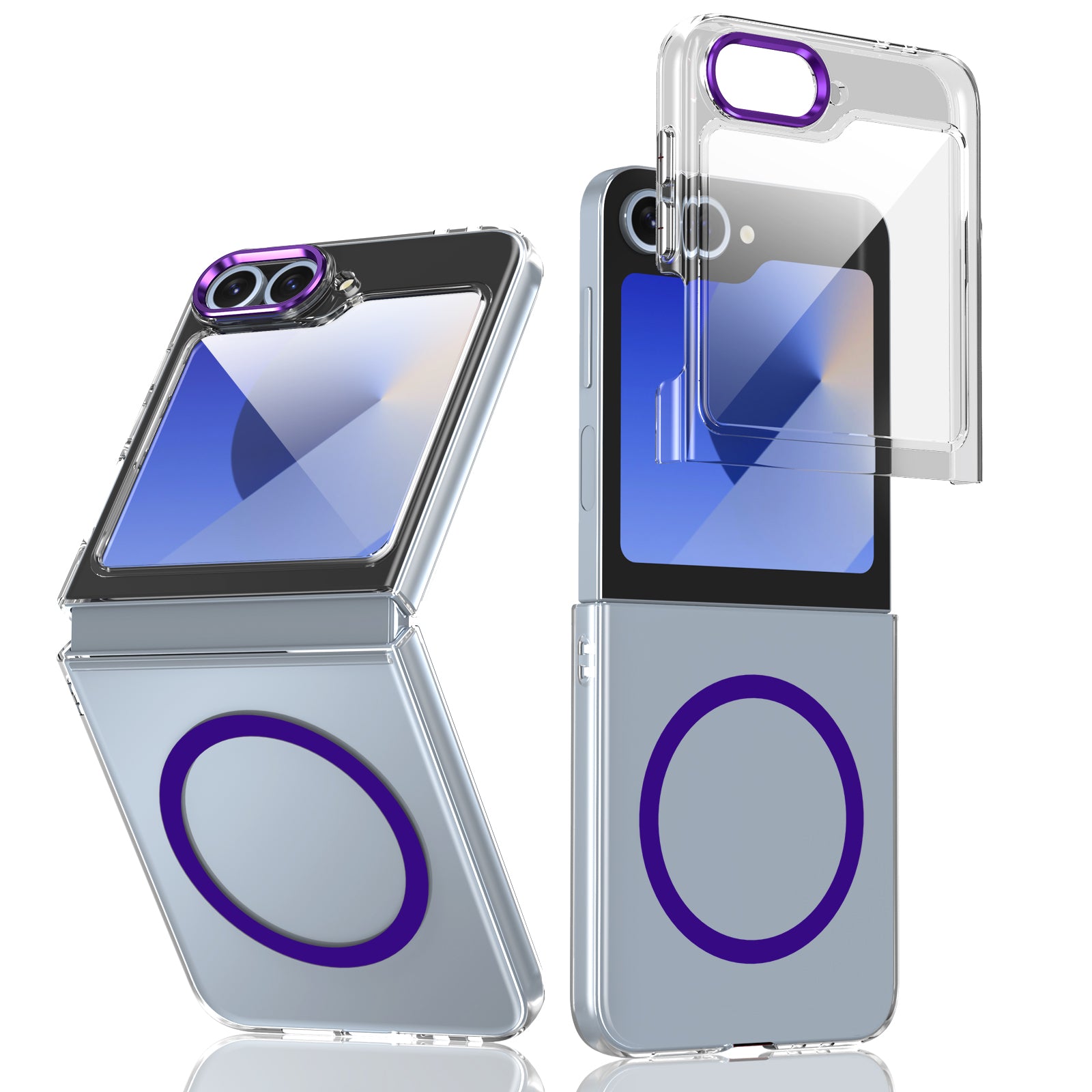 Ultramarinelife Ice Sense Magsafe Galaxy Z Flip5 Case Transparent Purple