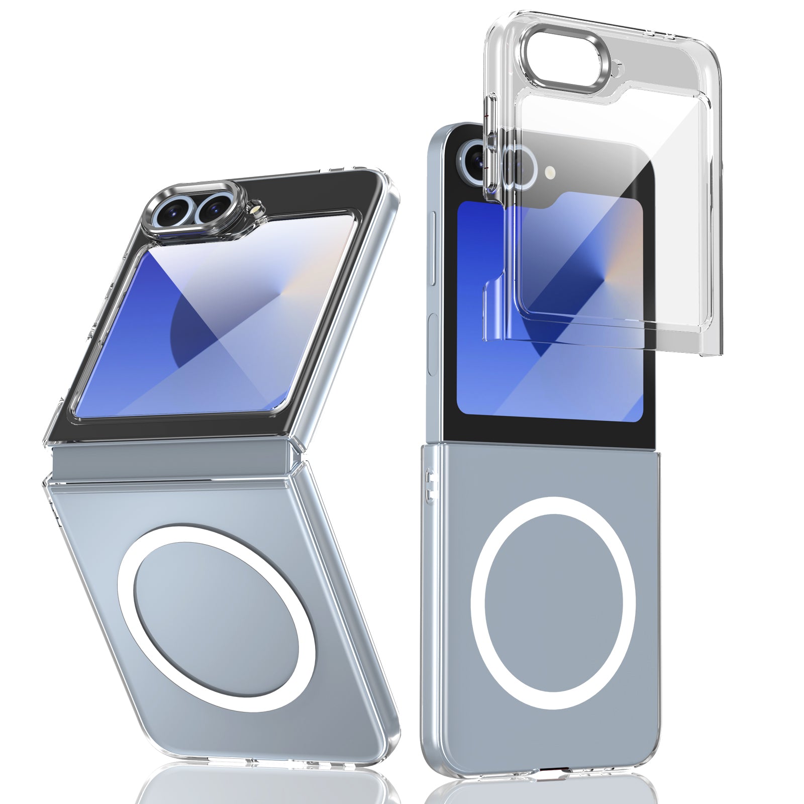 Ultramarinelife Ice Sense Magsafe Galaxy Z Flip6 Case Transparent White Color