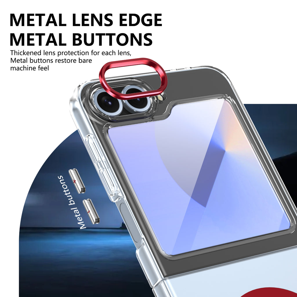 Ultramarinelife Ice Sense Magsafe Galaxy Z Flip6 Case Transparent Metal Lens and Buttons