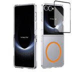 Ultramarinelife Ice Sense Magsafe Galaxy Z Flip7 Case Transparent Orange Color