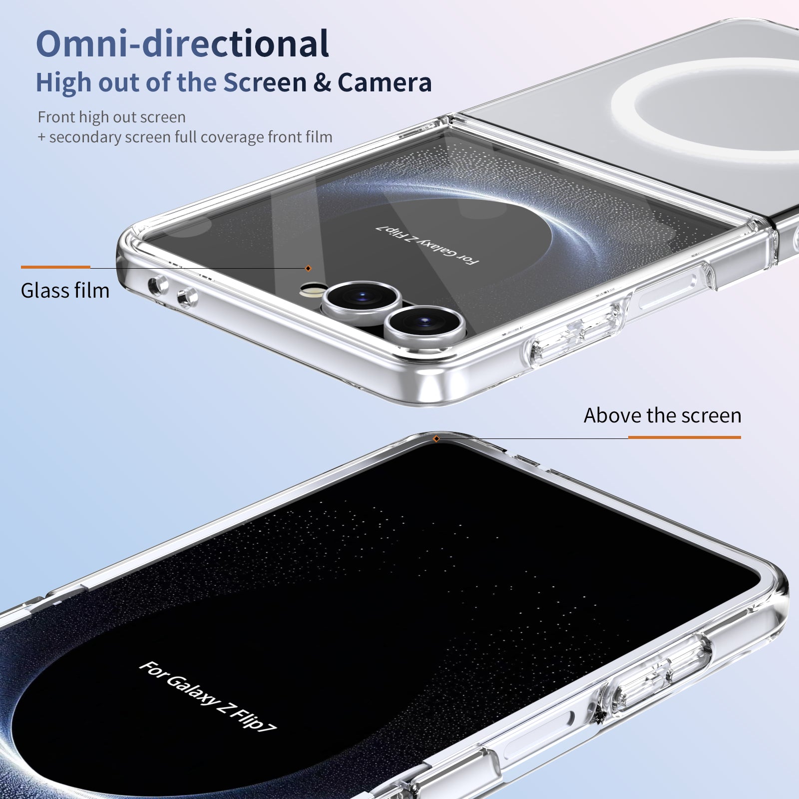 Ultramarinelife Ice Sense Magsafe Galaxy Z Flip7 Case Transparent Full Coverage