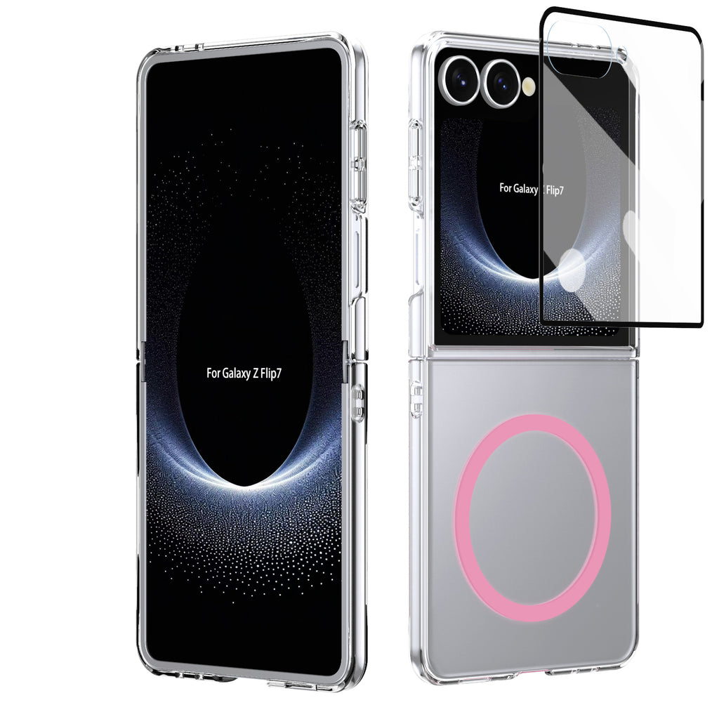 Ultramarinelife Ice Sense Magsafe Galaxy Z Flip7 Case Transparent Pink Color