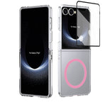 Ultramarinelife Ice Sense Magsafe Galaxy Z Flip7 Case Transparent Pink Color
