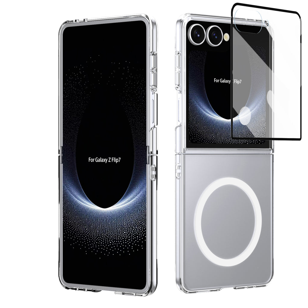 Ultramarinelife Ice Sense Magsafe Galaxy Z Flip7 Case Transparent White Color