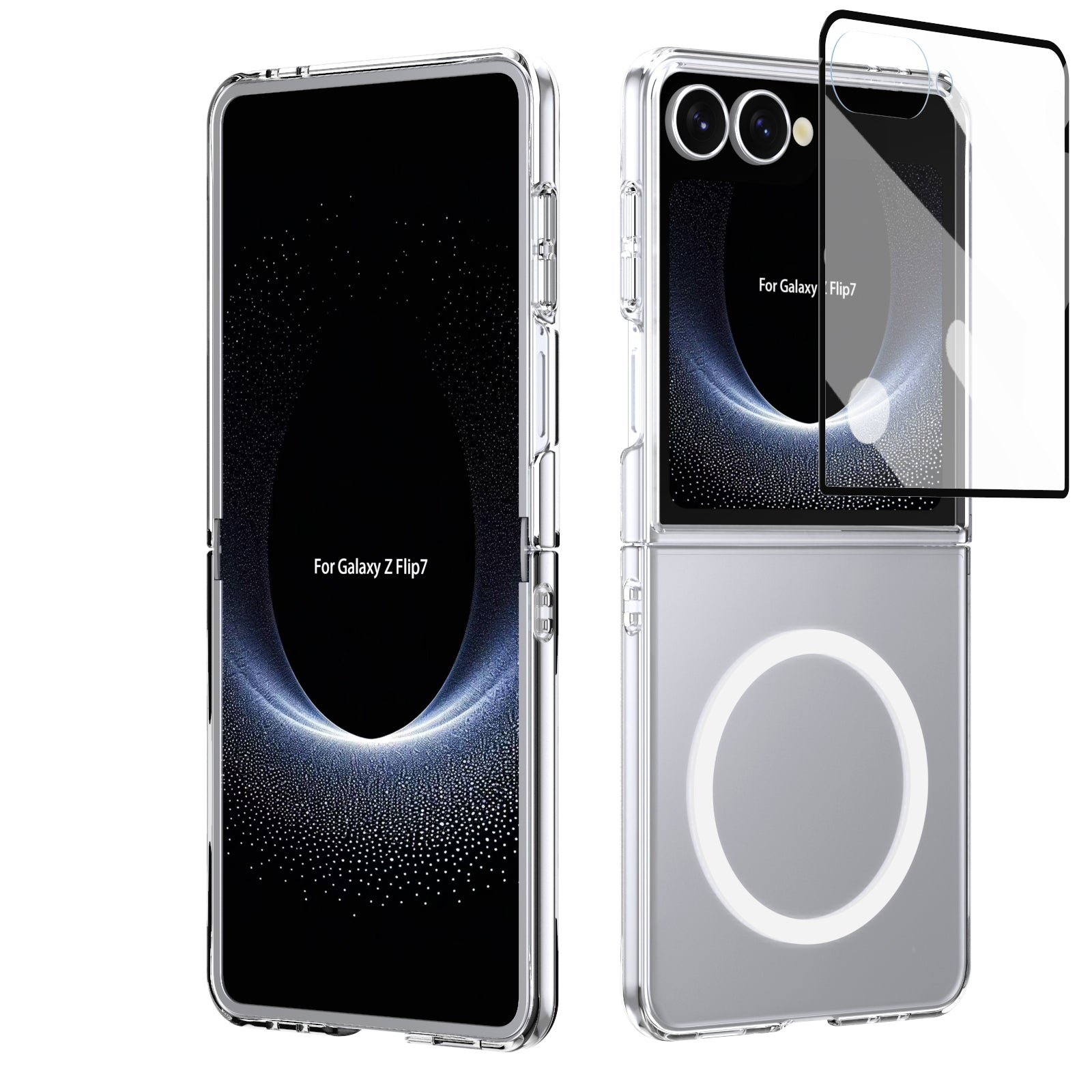 Ultramarinelife Ice Sense Magsafe Galaxy Z Flip7 Case Transparent White Color