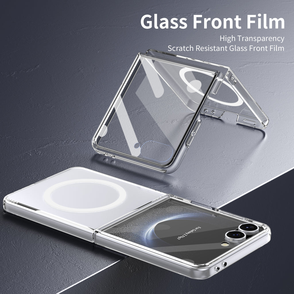 Ultramarinelife Ice Sense Magsafe Galaxy Z Flip7 Case Transparent with Glass Front Film