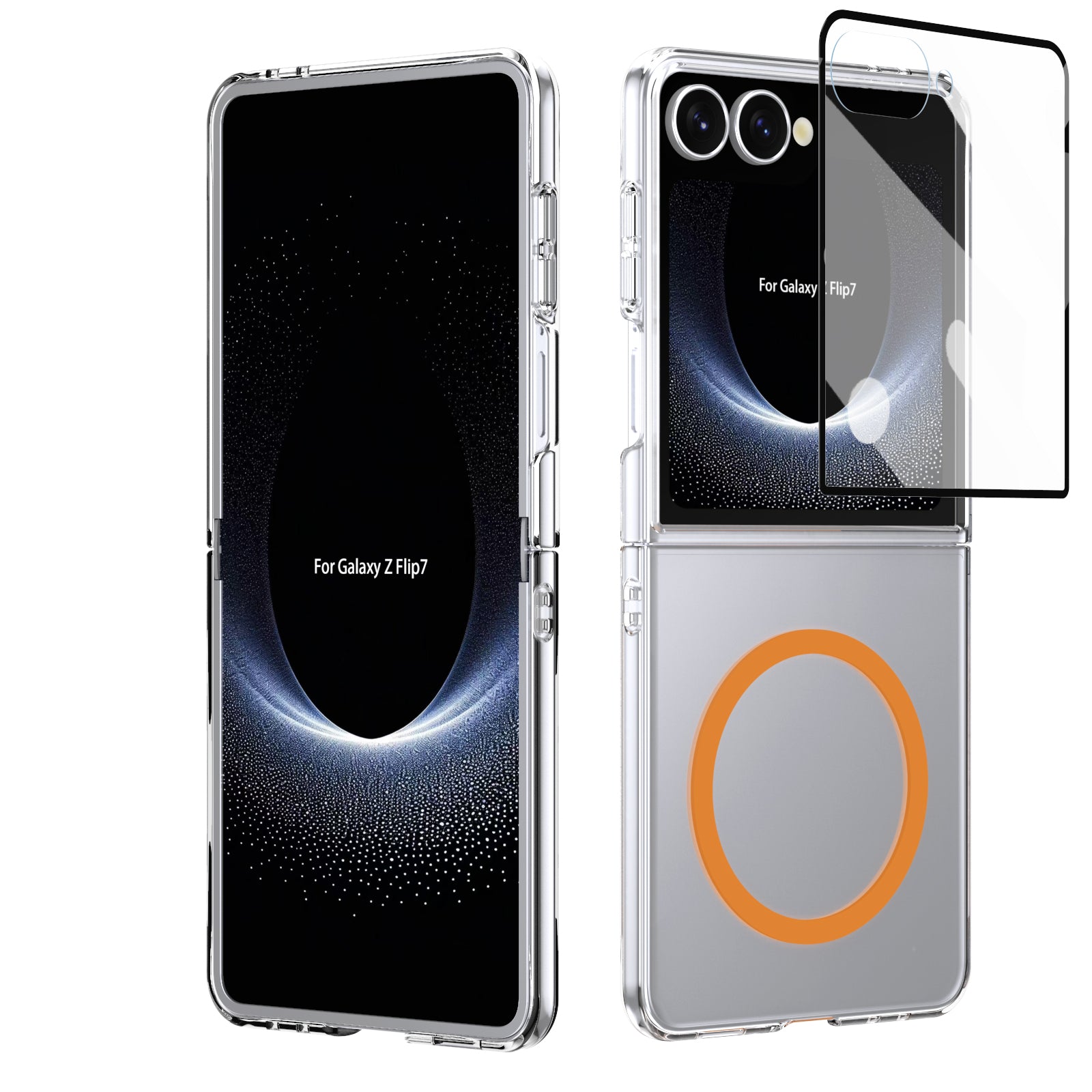 Ultramarinelife Ice Sense Magsafe Galaxy Z Flip8 Case Transparent Orange Color