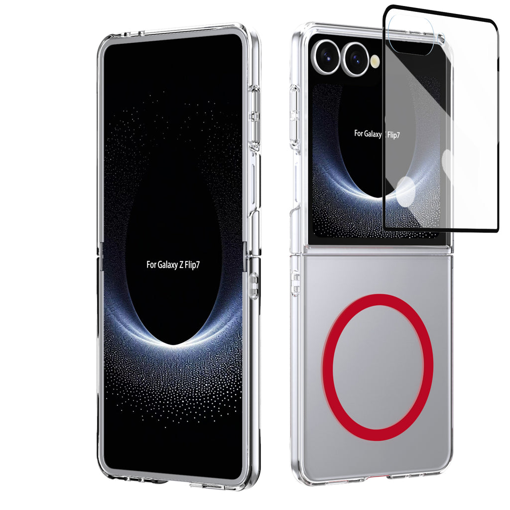 Ultramarinelife Ice Sense Magsafe Galaxy Z Flip8 Case Transparent Red Color