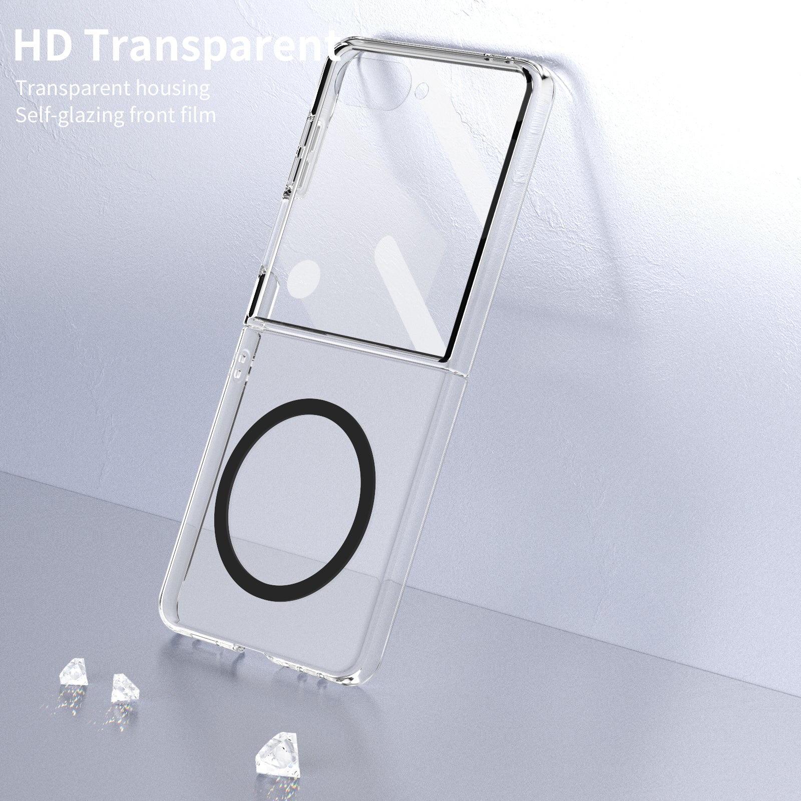 Ultramarinelife Ice Sense Magsafe Galaxy Z Flip8 Case Transparent Self-Glazing Front Film