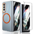 Ultramarinelife Ice Sense Magsafe Galaxy Z Fold3 Case Transparent Orange Color