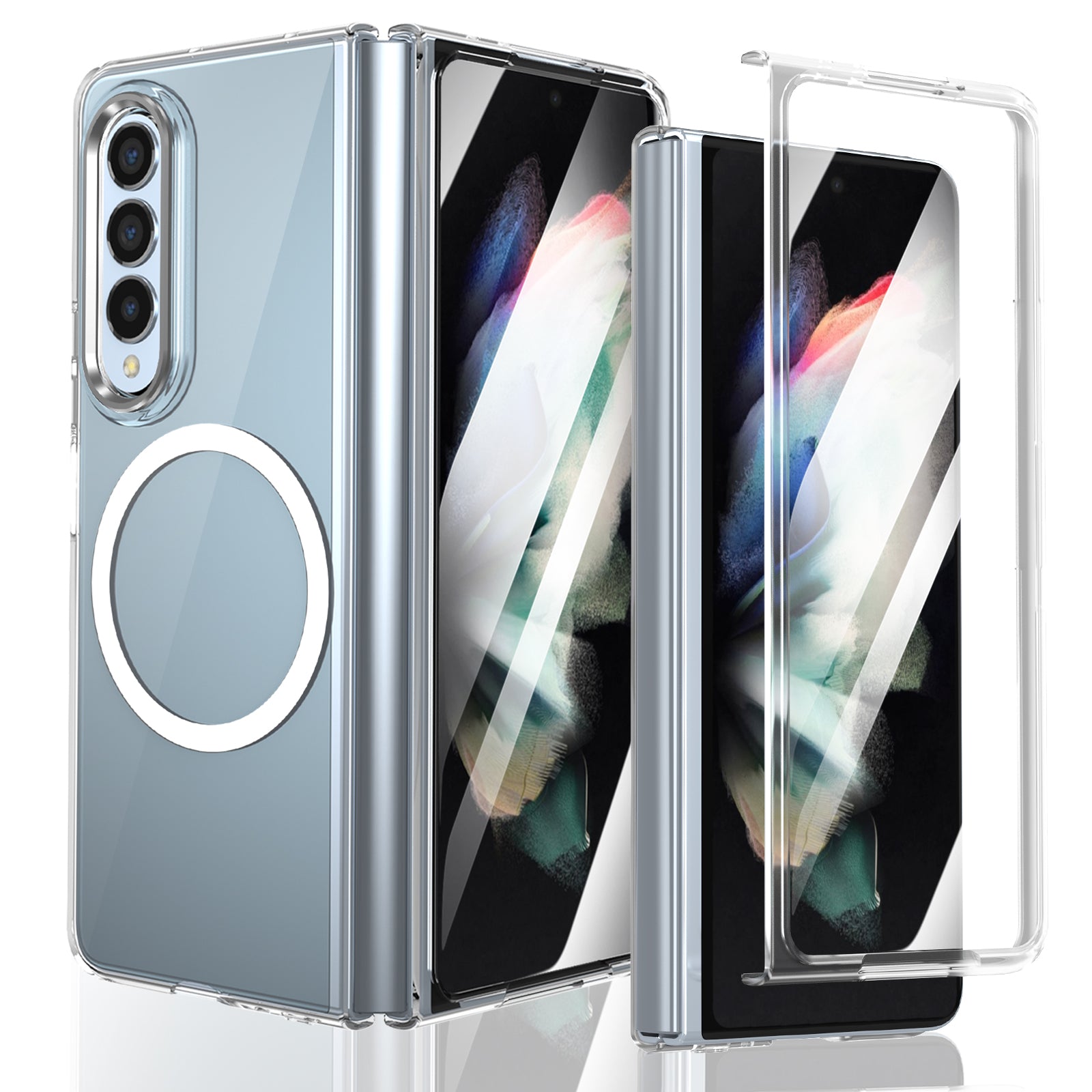 Ultramarinelife Ice Sense Magsafe Galaxy Z Fold3 Case Transparent White Color
