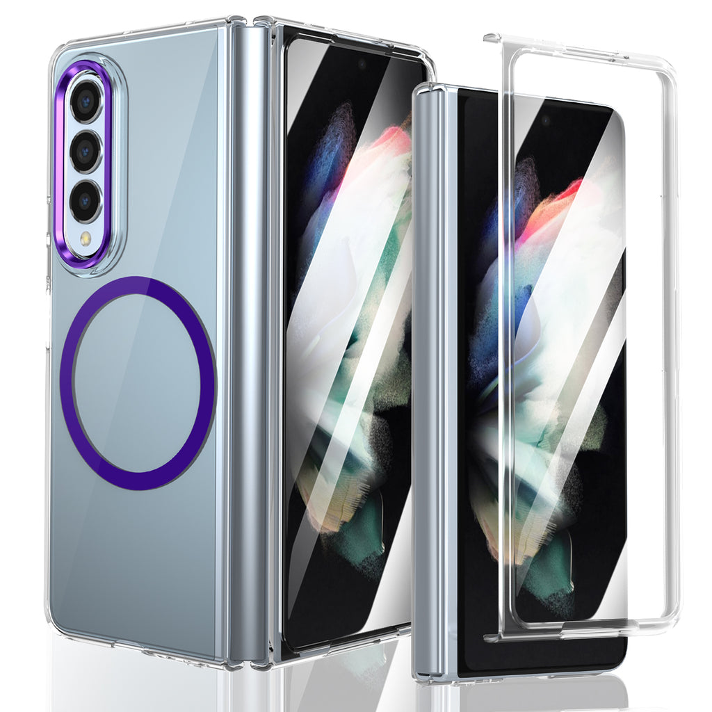 Ultramarinelife Ice Sense Magsafe Galaxy Z Fold3 Case Transparent Purple Color