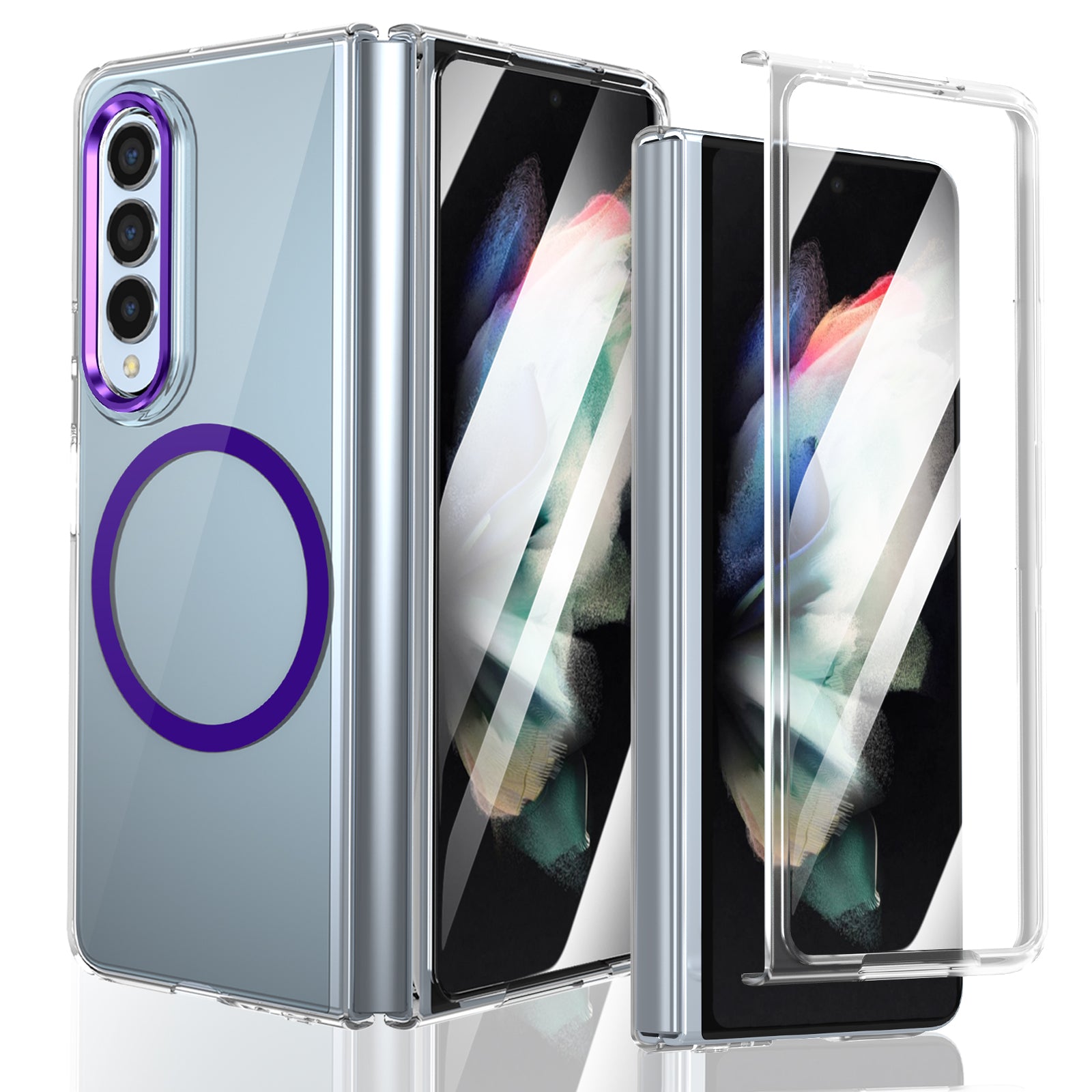 Ultramarinelife Ice Sense Magsafe Galaxy Z Fold3 Case Transparent Purple Color