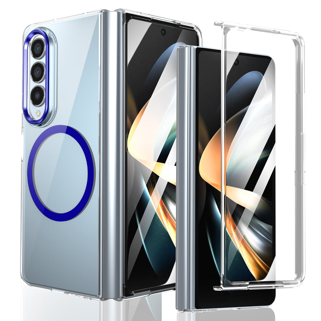 Ultramarinelife Ice Sense Magsafe Galaxy Z Fold4 Case Transparent Blue Color