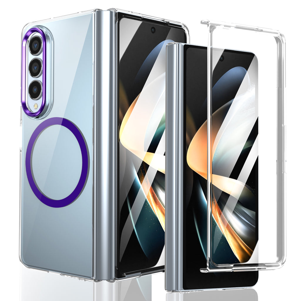 Ultramarinelife Ice Sense Magsafe Galaxy Z Fold4 Case Transparent Purple Color