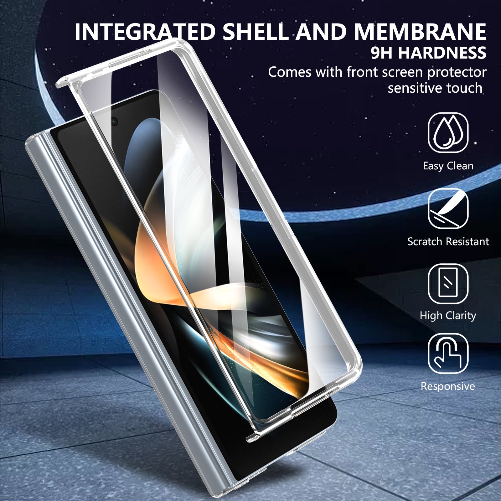 Ultramarinelife Ice Sense Magsafe Galaxy Z Fold4 Case Transparent 9H Hardness Screen Protector