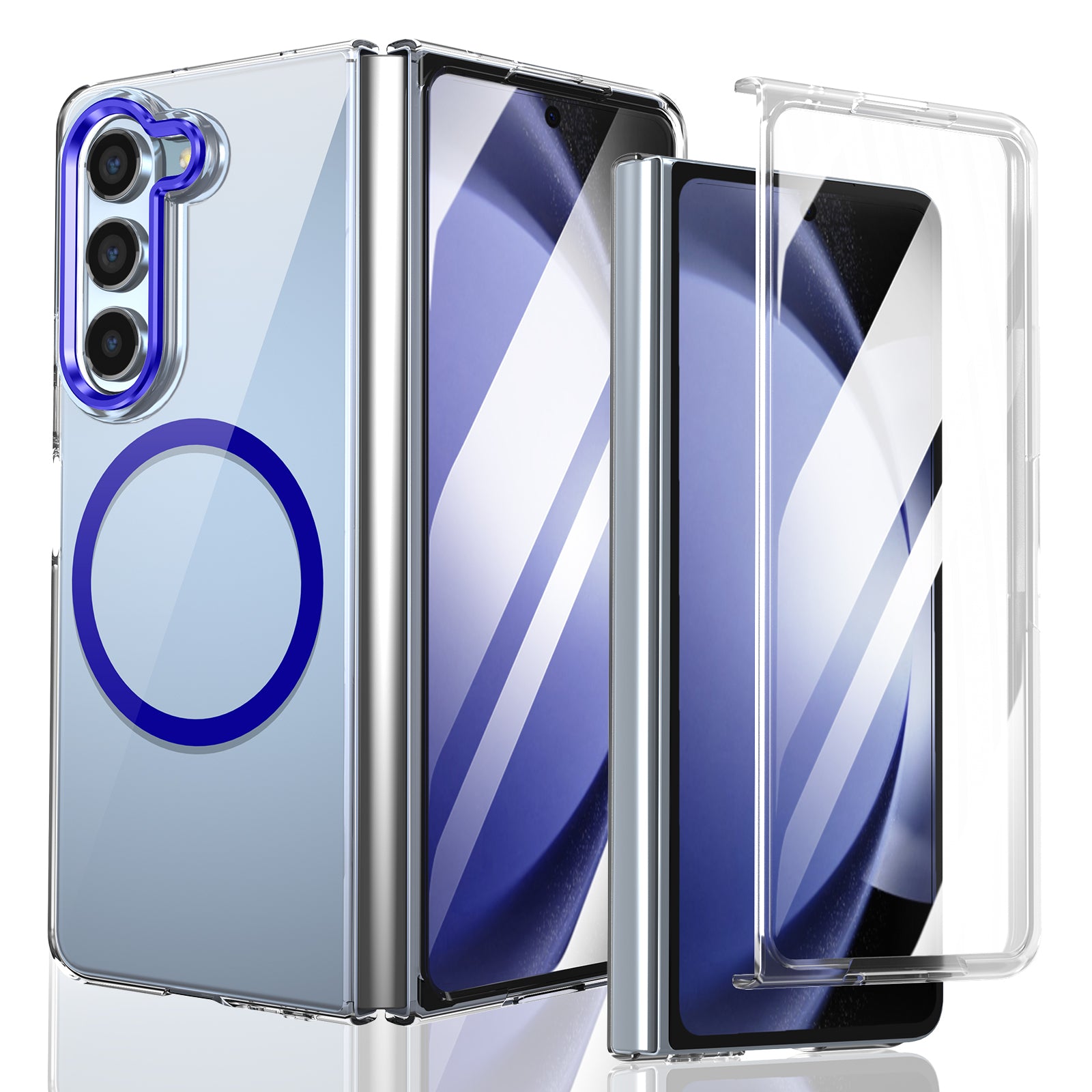 Ultramarinelife Ice Sense Magsafe Galaxy Z Fold5 Case Transparent Blue Color