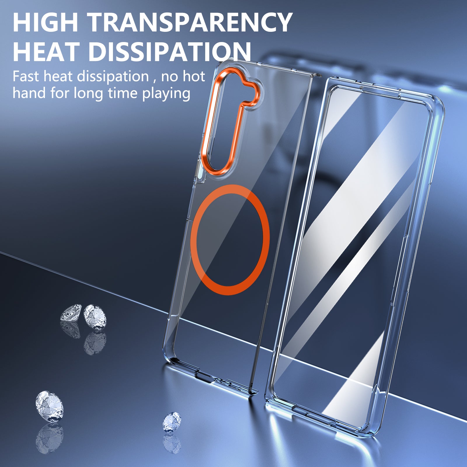 Ultramarinelife Ice Sense Magsafe Galaxy Z Fold5 Case Transparent Heat Dissipation