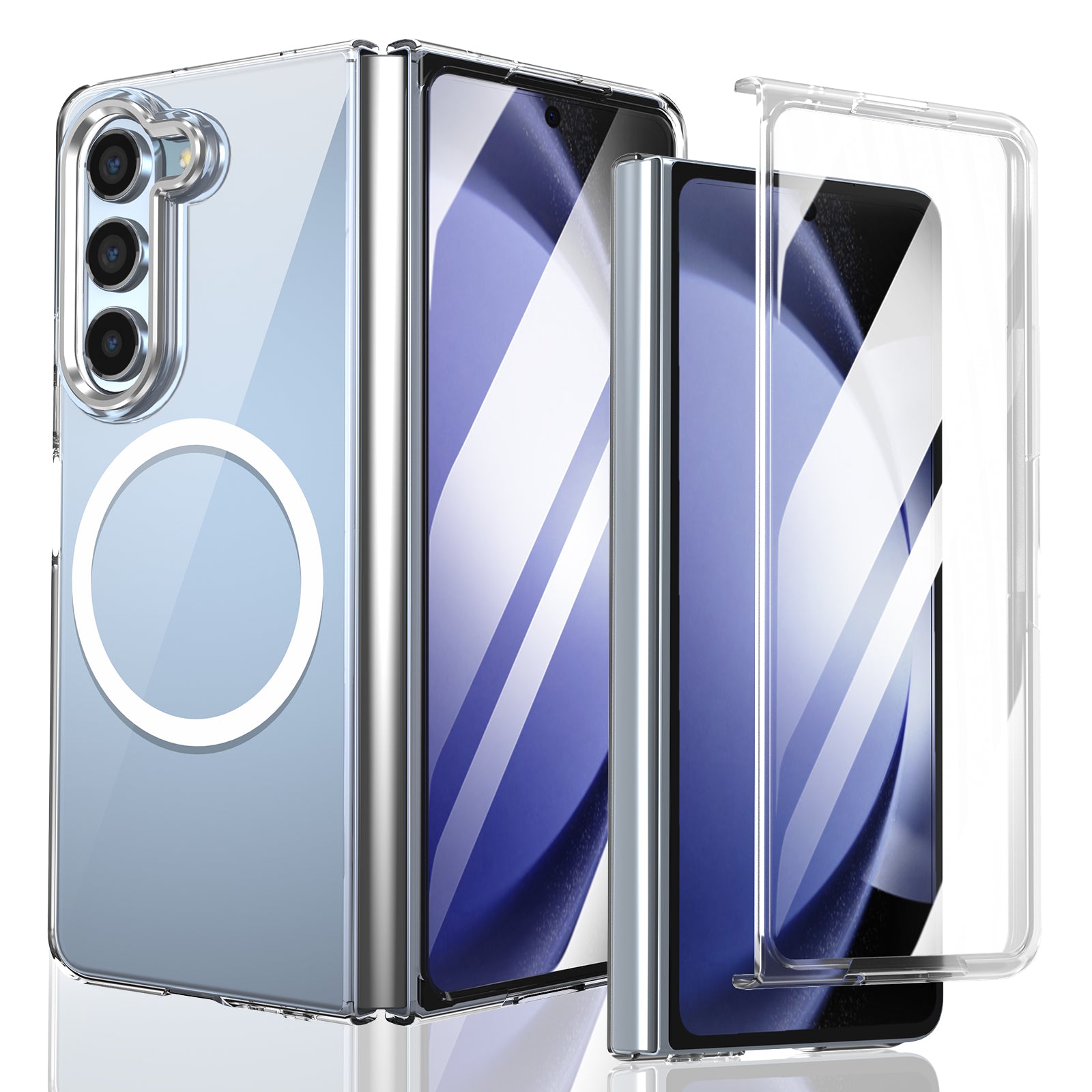 Ultramarinelife Ice Sense Magsafe Galaxy Z Fold5 Case Transparent White Color