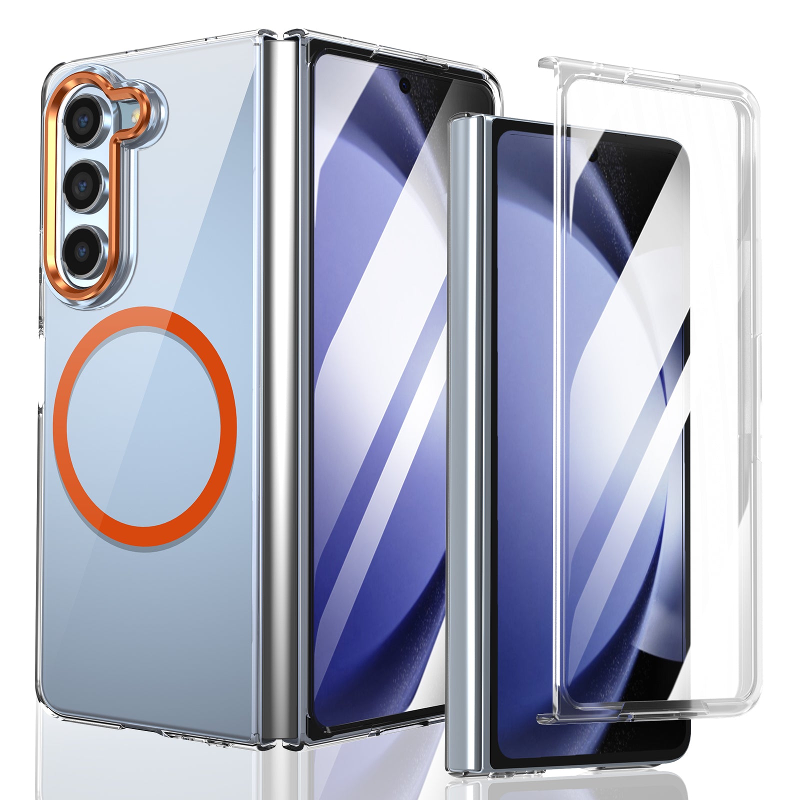 Ultramarinelife Ice Sense Magsafe Galaxy Z Fold5 Case Transparent Orange Color