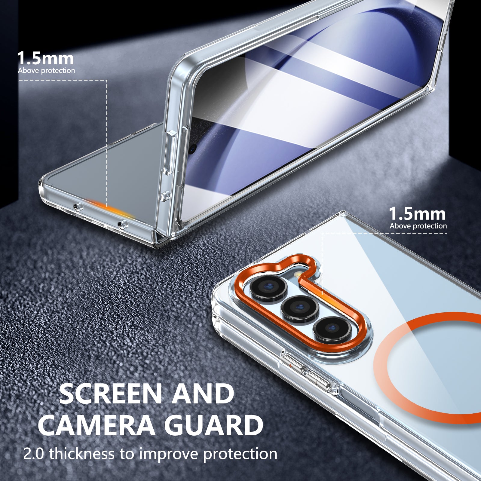 Ultramarinelife Ice Sense Magsafe Galaxy Z Fold5 Case Transparent Screen and Camera Guard