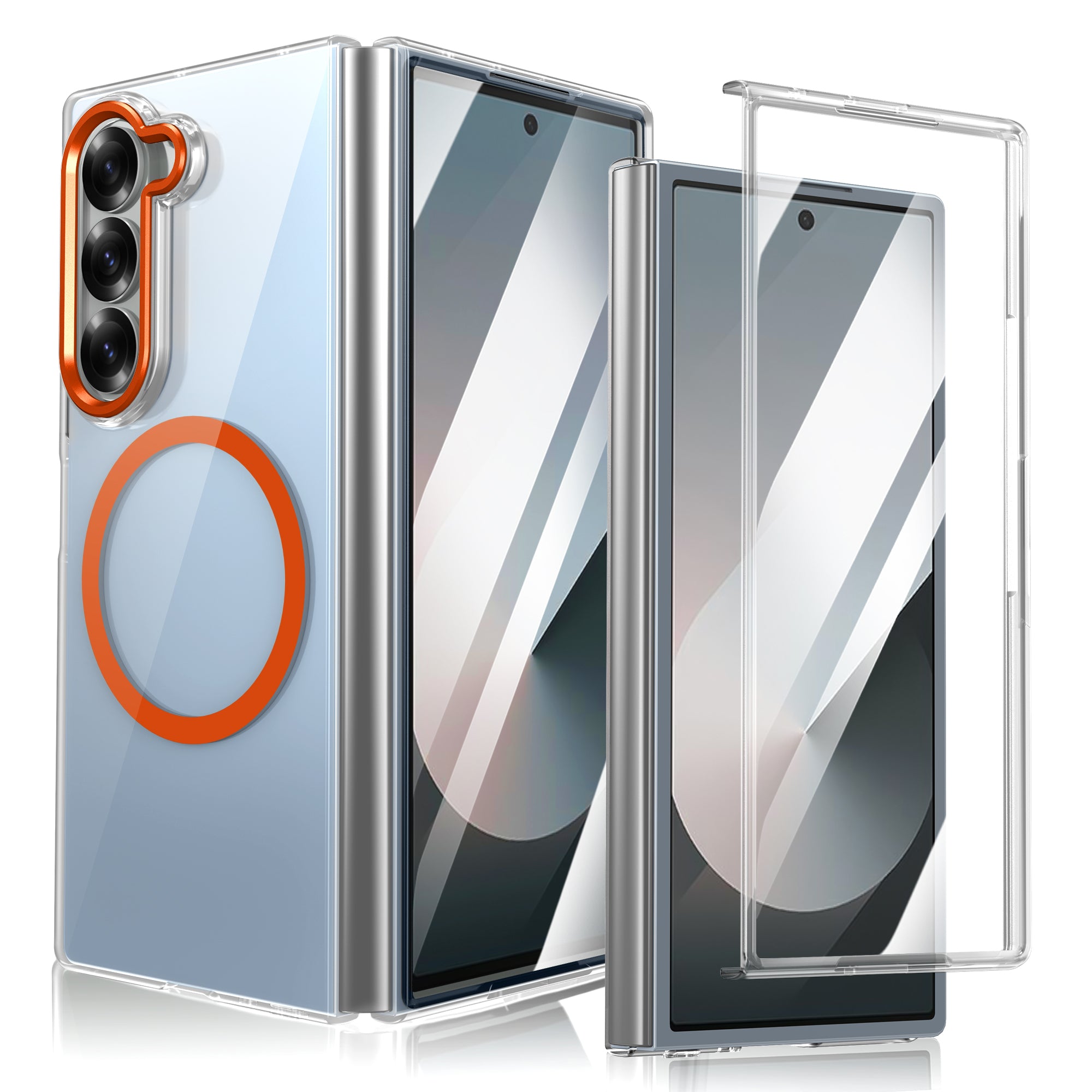 Ultramarinelife Ice Sense Magsafe Galaxy Z Fold6 Case Transparent Orange Color